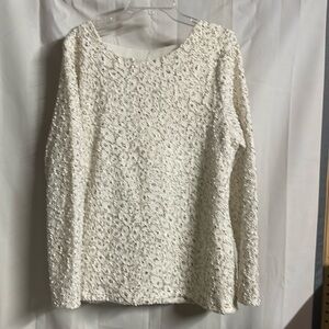 Gold and cream colored lined sweater size large